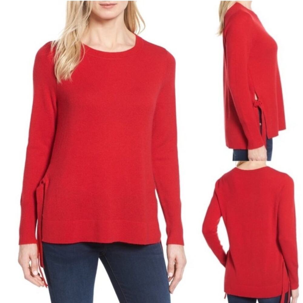 Halogen Red Cashmere Side Tie Sweater SZ S​​